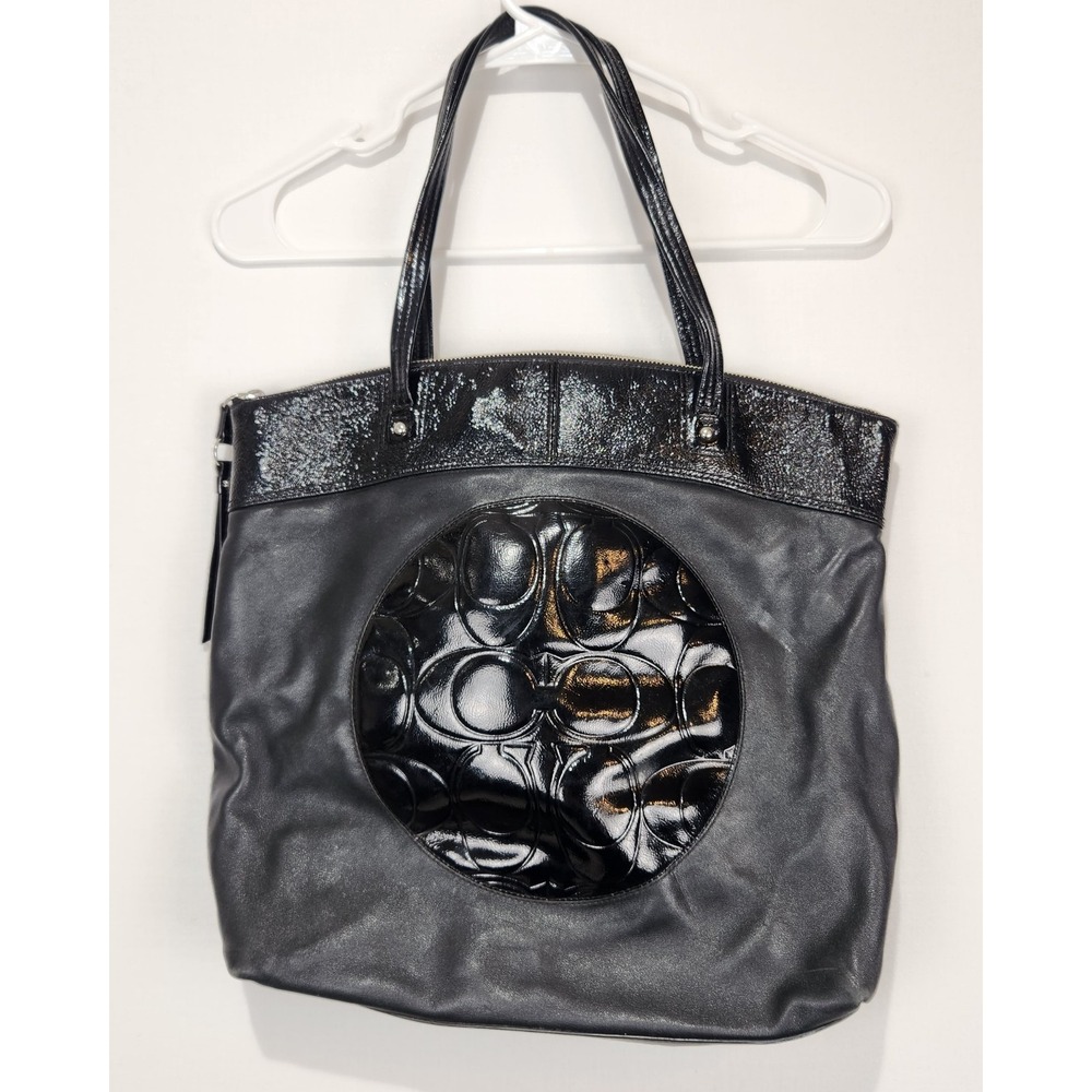 Coach Women's C Signature Pattern Solid Black Shoulder Bag